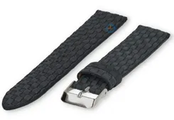 Woven leather strap - 18mm - navy