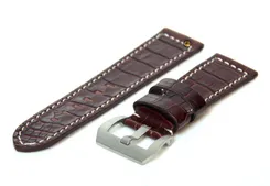 Watchstrap 22mm leather croco dark brown