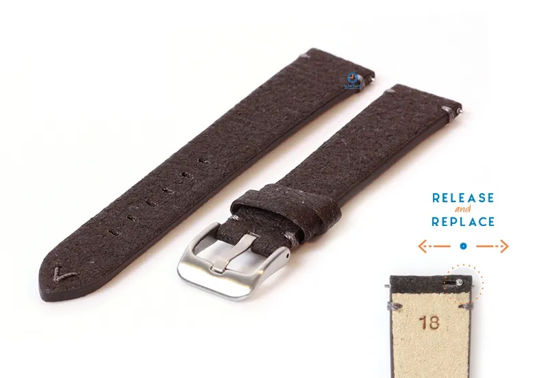 Vegan watchstrap 18mm dark brown