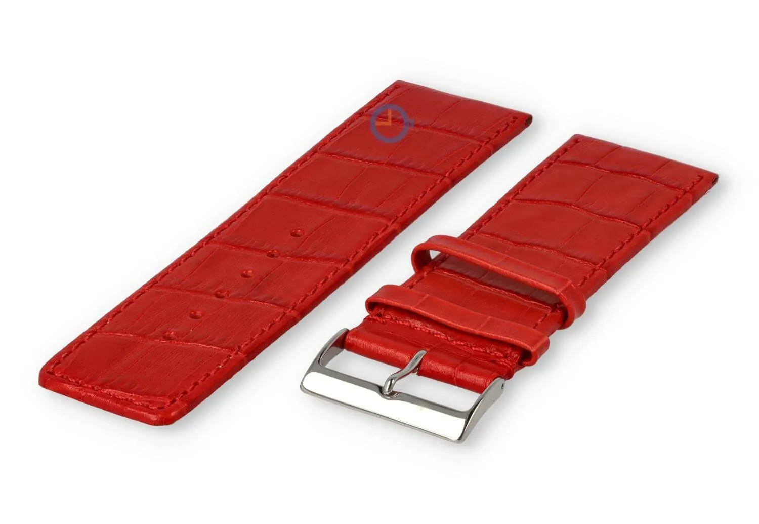 Calfskin XL strap with croco embossing - 28mm - red