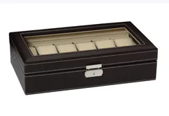 Uhrenbox 12 Strück dunkelbraunes Leder