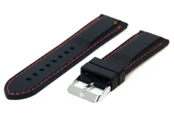 Watchstrap 24mm black-red silicone with quick release