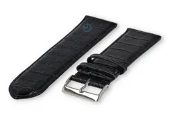 Calfskin XL strap with croco embossing - 28mm - dark blue
