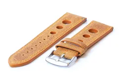 Watchstrap 22mm vintage triple hole brown leather