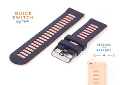 Silicone 22mm watch band - blue/pink