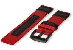 22mm Garmin Forerunner 965 watch strap - nylon/leather - 22mm red