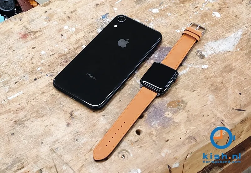 Apple Watch bandje kalfsleer oranje - 42/44/45mm