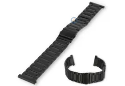 22mm matt steel linked strap - black
