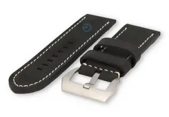 Water-repellent leather watch strap - 26mm - black