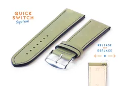 Watchstrap 22mm kaki green leather