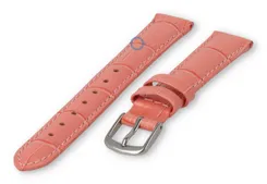 Leather strap with croc-print - 12mm - salmon pink