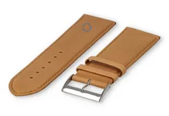 XL horlogeband glad leer - 28mm - lichtbruin