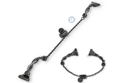 14mm jewelry watch strap - black with crystals