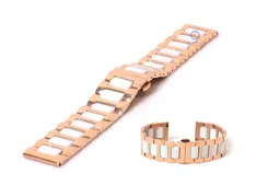 Uhrenarmband 20mm Gold - Rosa/weiß Stahl