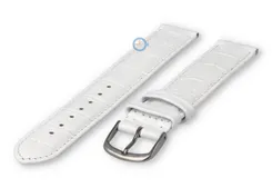 XL horlogeband leer met krokoprint - 16mm - wit