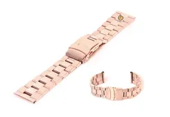 Horlogeband 22mm rosegoud staal deels gepolijst