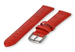 croc-print leather strap - 18mm - red