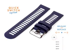 Silicone 22mm watch band - blue/white