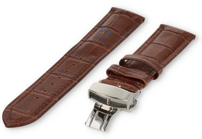 Luxe Hamilton horlogeband bruin leer - vlindersluiting - 22mm