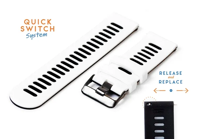 Silicone 20mm watch band - white/black