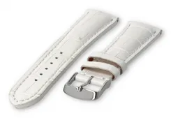 Watch band with crocoprint 24mm white leather