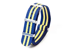 Watchstrap 20mm nylon darkblue/yellow