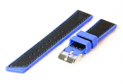 Watchstrap 22mm black-blue silicone