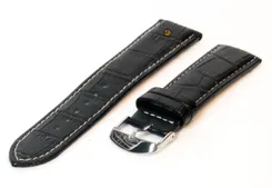 Watchstrap 22mm black leather croco