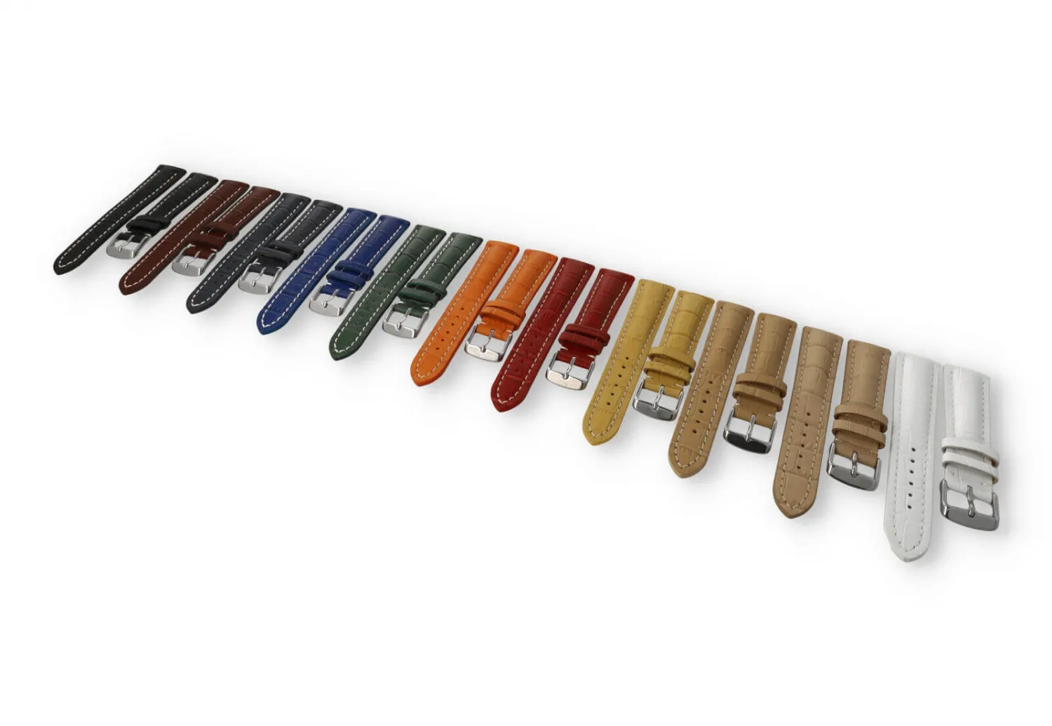 Watch band with crocoprint 24mm beige leather