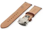 Luxe Edox horlogeband bruin leer - vlindersluiting - 22mm