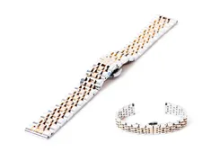 Uhrenarmband 14mm Stahl silber/rosegold - poliert