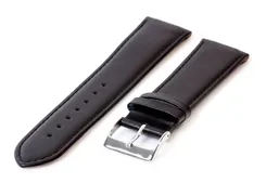 Open-end clip watch strap 22mm - leather black