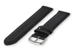 XL watch strap smooth leather - 20mm - black