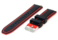 Reversible watchstrap 22mm black-red silicone
