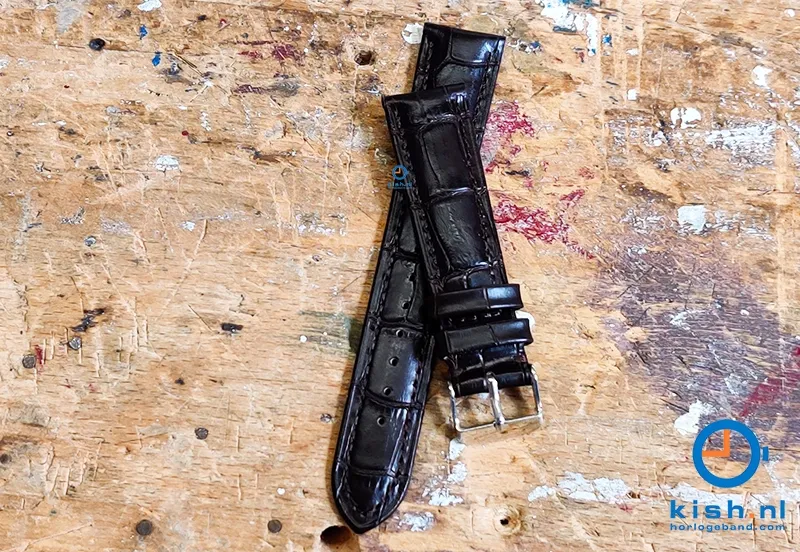Watchstrap 20mm croco leather darkbrown