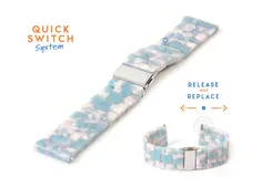 20mm resin Uhrenarmband - turtle blau/weiß