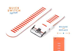 Silicone 20mm watch band - white/orange