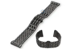 22mm metal bracelet with crystals - black