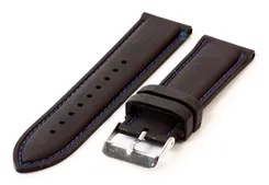 Horlogeband 24mm siliconen zwart-blauw