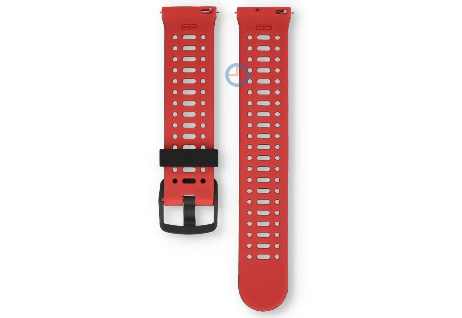 22mm siliconen bandje - ademend design - zwart/rood