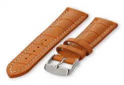 Watch band with crocoprint 22mm orange leather