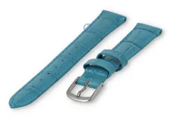 Leather strap with croc-print - 12mm - petrol