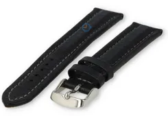18mm padded watch strap made of black leather