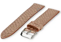Leather watch strap with rosegold reptile-print - 18mm