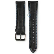 Universal 22mm black leather watch strap - Pulsar