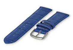 Leather watch strap croco - 20mm - royal blue