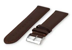 XL watch strap smooth leather - 24mm - dark brown