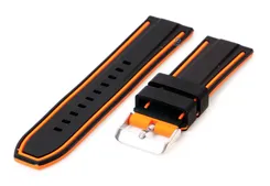 Siliconen horlogebandje 24mm zwart/oranje (reversible)