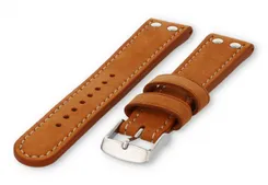 Flieger horlogeband 20mm cognacbruin leer