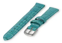 Leren bandje met krokoprint - 12mm - turquoise